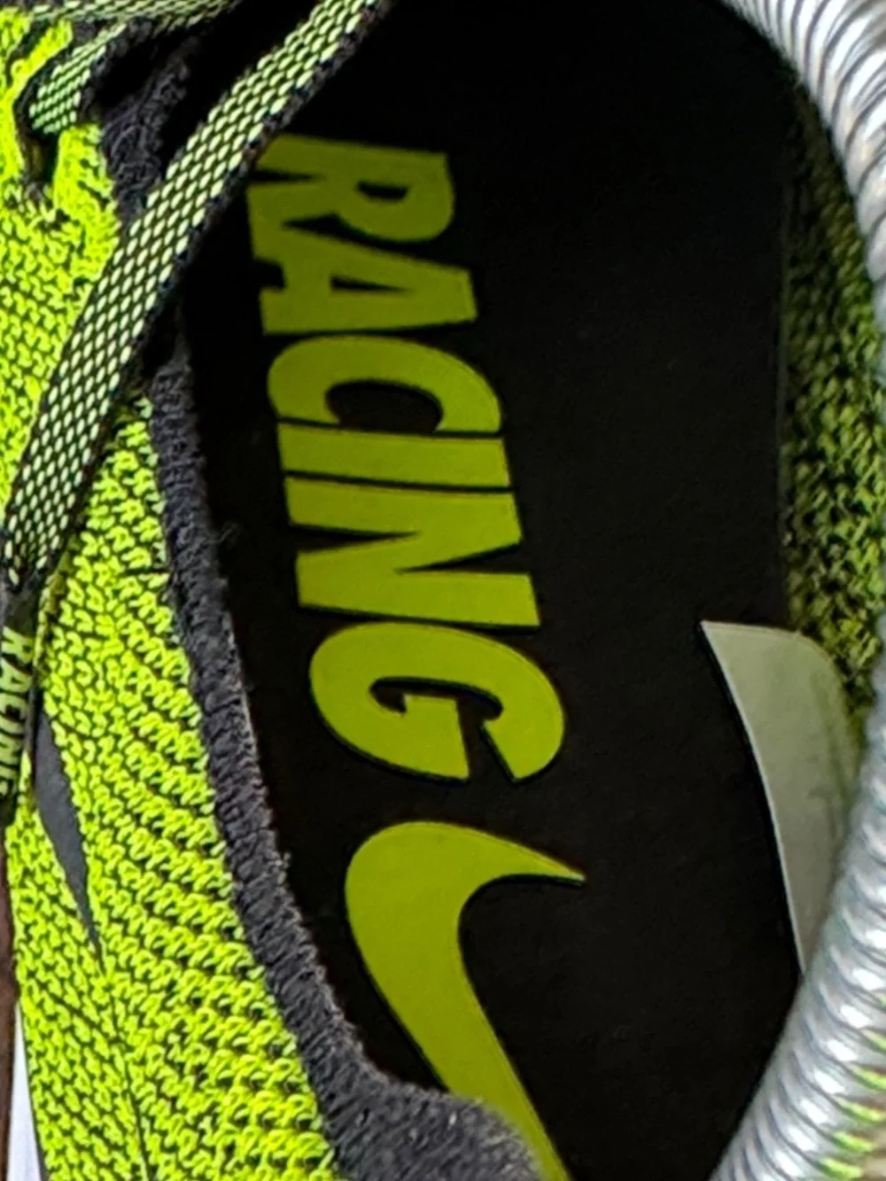 Nike Men’s Black and Neon Green Flyknit Running Shoes, Like New, Sz 10